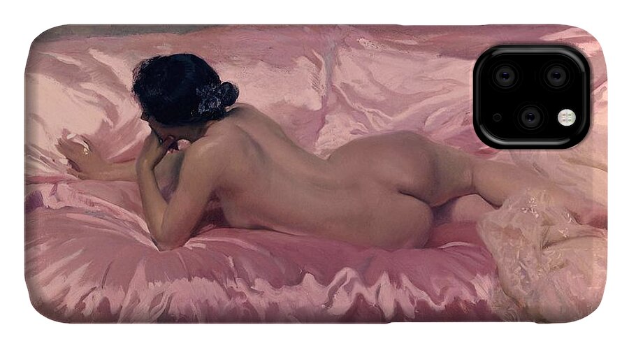 Joaquin Sorolla iPhone 11 Case featuring the painting 'Nude Woman', 1902, Oil on canvas, 106 x 186 cm. by Joaquin Sorolla -1863-1923-