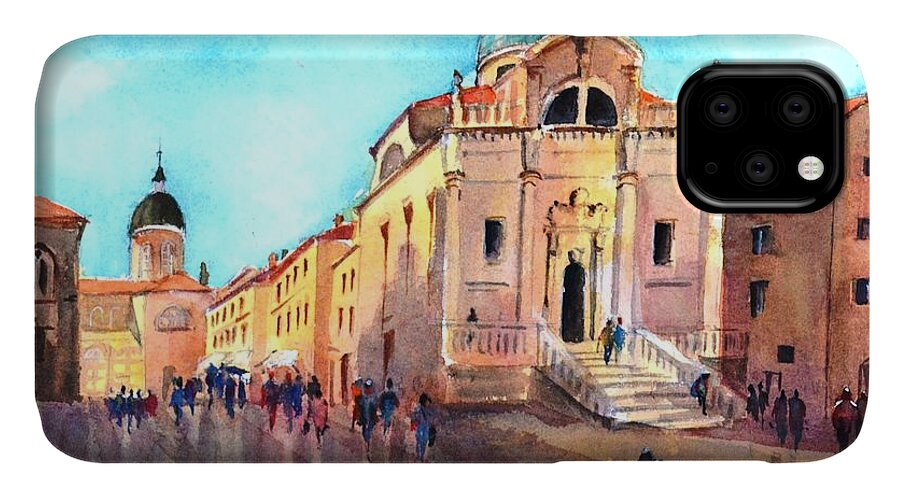 Churches iPhone 11 Case featuring the painting Old city of Dubrovnik by Betty M M Wong