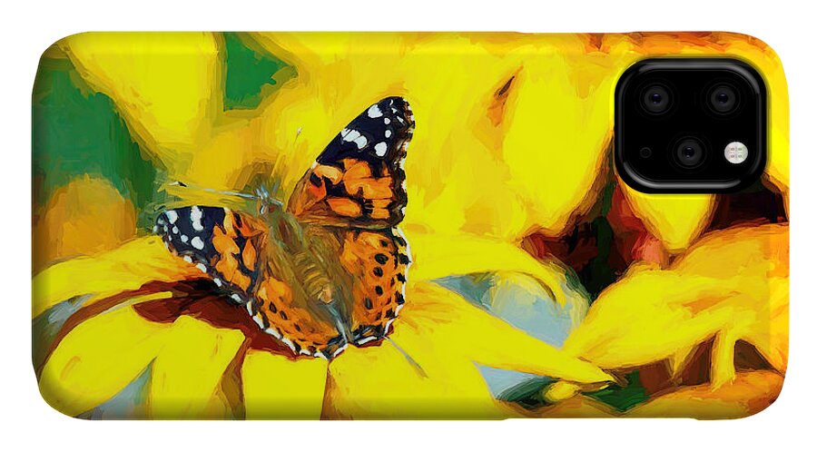 Cosmopolitan iPhone 11 Case featuring the photograph Painted Lady Butterfly Van Gogh by Don Northup