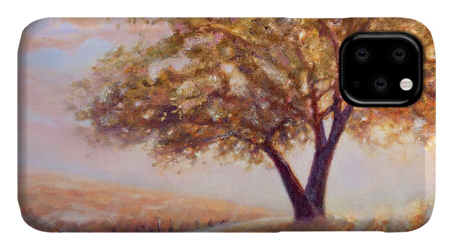 Paso Robles iPhone 11 Case featuring the painting Paso Robles Oak Tree by Michael Rock