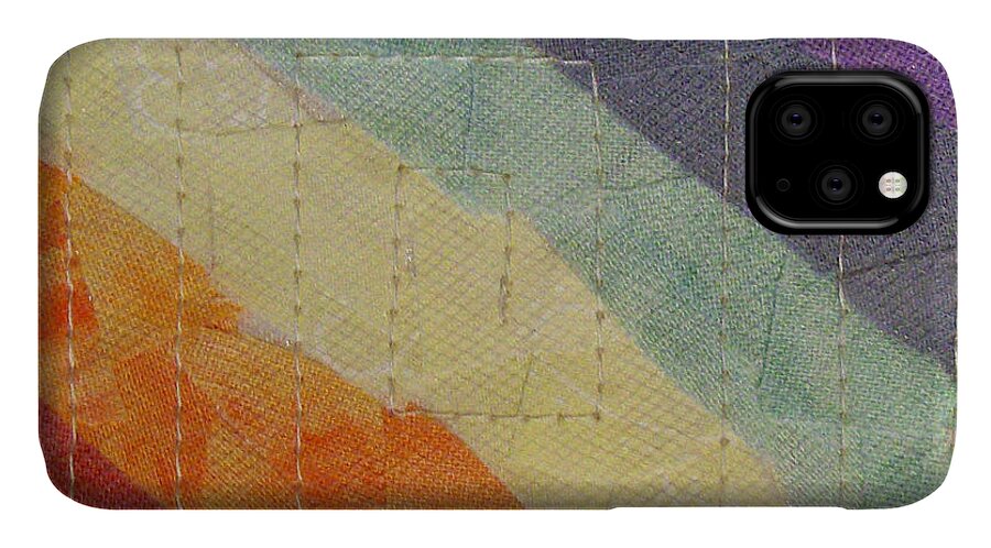 Fiber Art iPhone 11 Case featuring the tapestry - textile Pastel Color Study by Pam Geisel