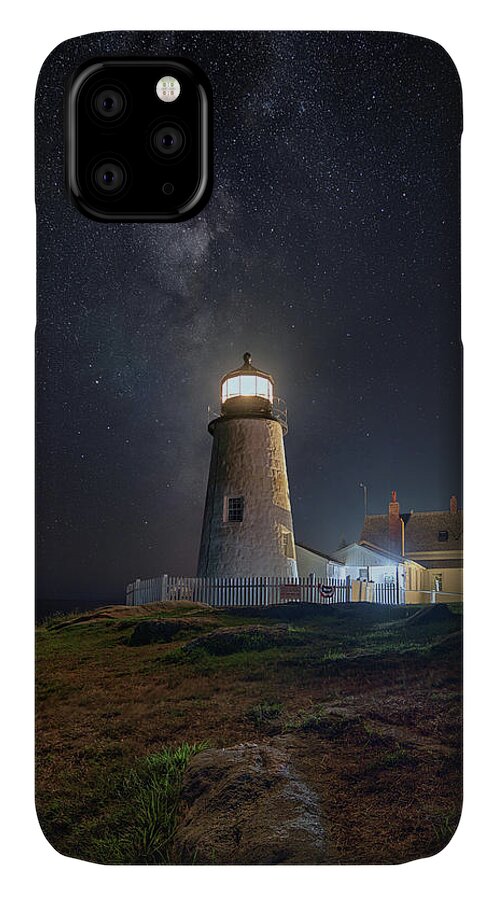 Pemaquid Point Lighthouse iPhone 11 Case featuring the photograph Pemaquid Point and the Milky Way by Kristen Wilkinson