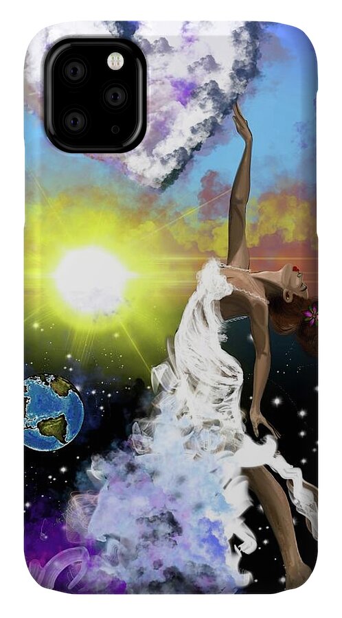 Dancer iPhone 11 Case featuring the painting Prayer before the Sun Sets by Artist RiA