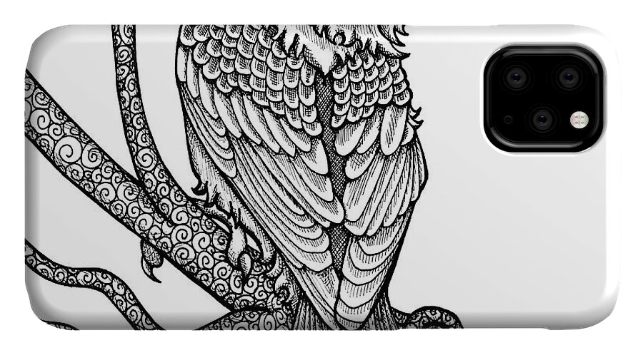 Animal Portrait iPhone 11 Case featuring the drawing Purple Finch by Amy E Fraser