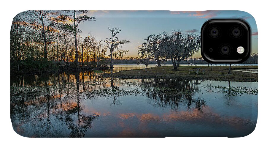 Louisiana iPhone 11 Case featuring the photograph Quiet River Sunset by Tom Gresham