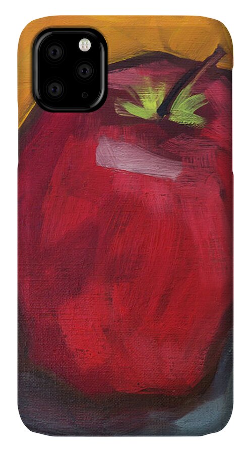 Red iPhone 11 Case featuring the painting Red Apple 1 by Tara D Kemp