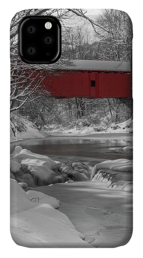 Northfield iPhone 11 Case featuring the photograph Red Covered Bridge by Rob Davies