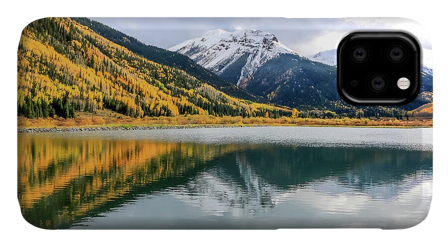 Aspen Tree iPhone 11 Case featuring the photograph Reflections on Crystal Lake 1 by Dawn Richards
