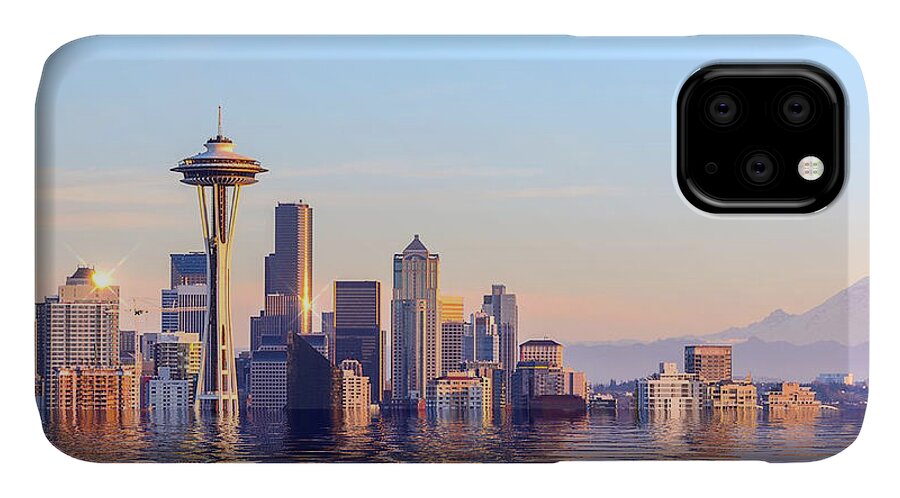 Seattle iPhone 11 Case featuring the digital art Rising Tide by Paisley O'Farrell