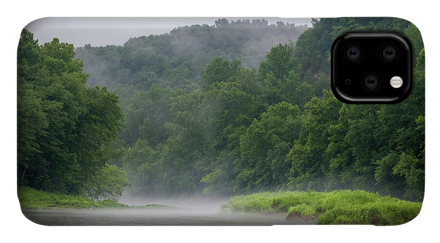 Smokey iPhone 11 Case featuring the photograph River Mist by Mark Duehmig