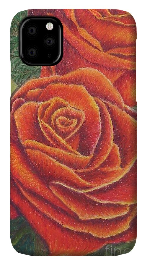 Roses iPhone 11 Case featuring the painting Roses by Lisa Bliss Rush