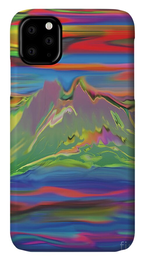 Landscape iPhone 11 Case featuring the digital art Santa Fe Sunset by Jacqueline Shuler