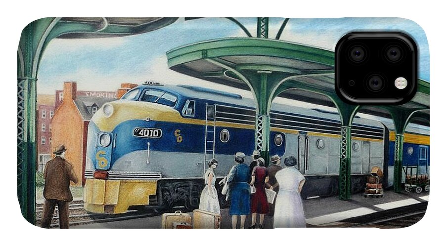 Train iPhone 11 Case featuring the drawing Sentimental Journey by David Neace