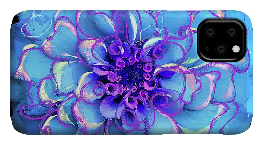 Blue iPhone 11 Case featuring the digital art Singing the Blues by Cindy Greenstein