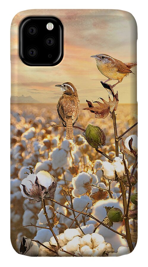 Cotton iPhone 11 Case featuring the digital art Song of the Wren by M Spadecaller