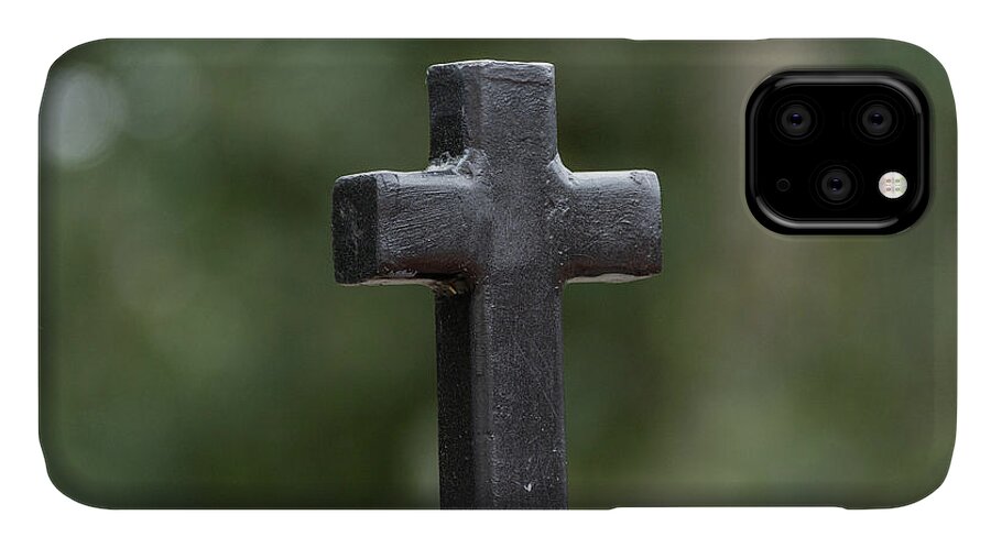 Savannah iPhone 11 Case featuring the photograph St. John the Baptist Ironwork by Douglas Wielfaert