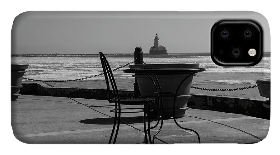 Table iPhone 11 Case featuring the photograph Table for one bw by Stuart Manning