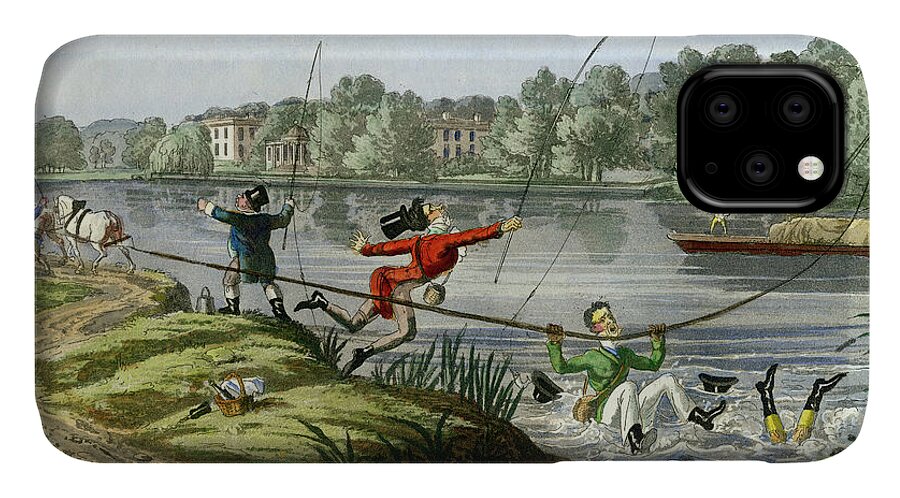 Fishing iPhone 11 Case featuring the mixed media Taking a Fly by unsigned attributed to Edward Barnard