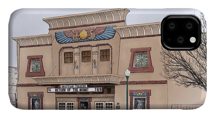 Egyptian iPhone 11 Case featuring the digital art The Egyptian Theatre by Rick Adleman