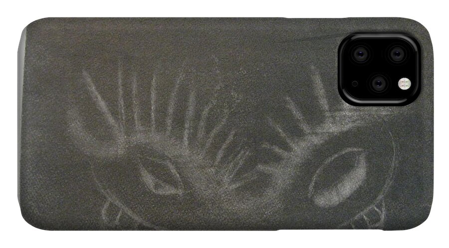 Dragon Face iPhone 11 Case featuring the drawing Upper Dragon Face by AJ Brown