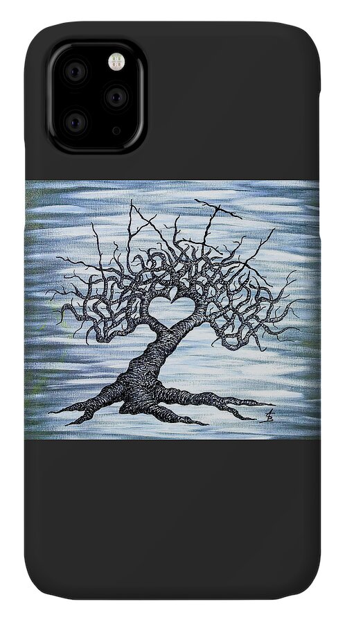 Vail iPhone 11 Case featuring the drawing Vail Love Tree by Aaron Bombalicki