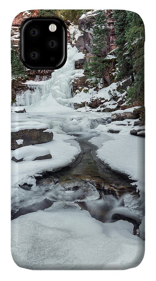 Waterfall iPhone 11 Case featuring the photograph Winter Falls by Angela Moyer