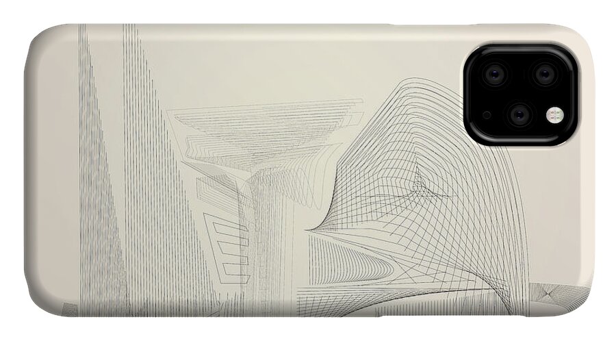 Architecture iPhone 11 Case featuring the digital art Wire Folly Complex by Kevin McLaughlin