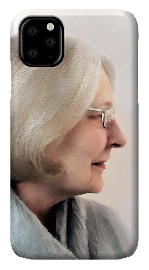 Woman iPhone 11 Case featuring the painting Woman in Grey by Diane Chandler