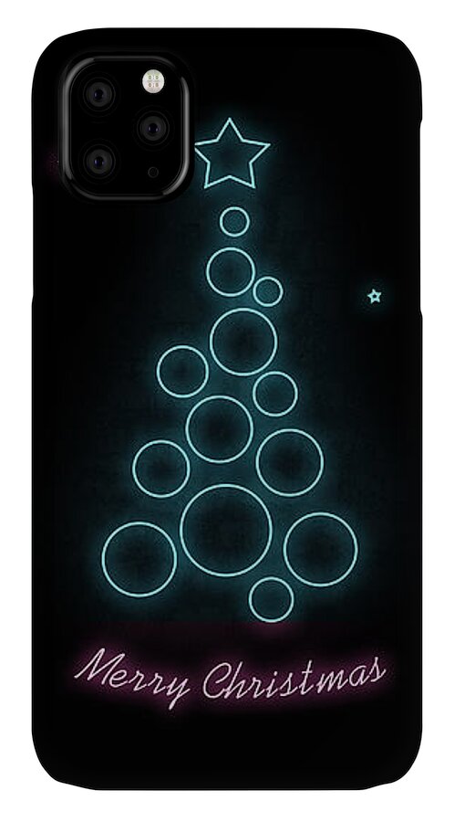 Merry Christmas Blue Pink Tree On Black Background Abstract Neon Wallpaper Iphone Case For Sale By Elena Sysoeva
