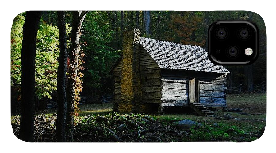 A Cabin In The Woods iPhone 11 Case featuring the photograph A Cabin In The Woods by Mel Steinhauer