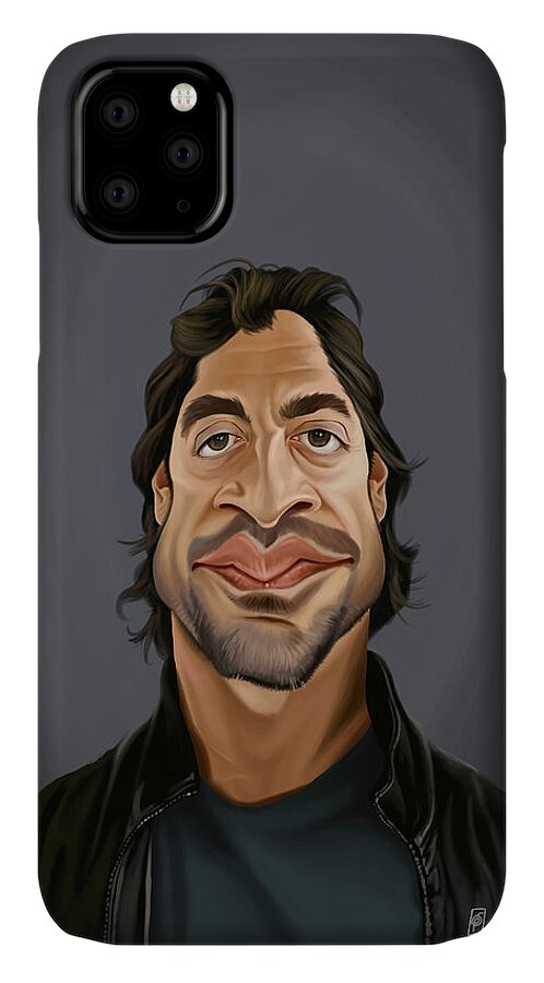 Illustration iPhone 11 Case featuring the digital art Celebrity Sunday - Javier Bardem by Rob Snow
