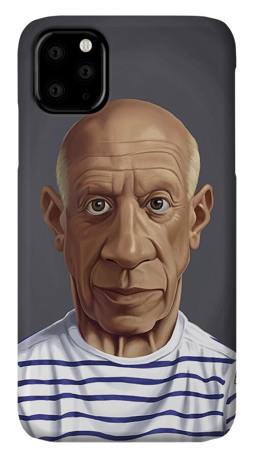 Illustration iPhone 11 Case featuring the digital art Celebrity Sunday - Pablo Picasso by Rob Snow