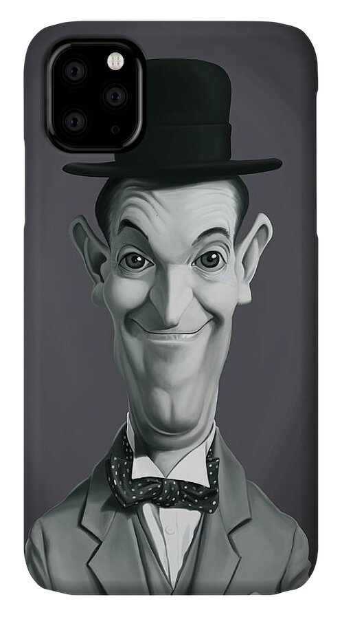 Illustration iPhone 11 Case featuring the digital art Celebrity Sunday - Stan Laurel by Rob Snow