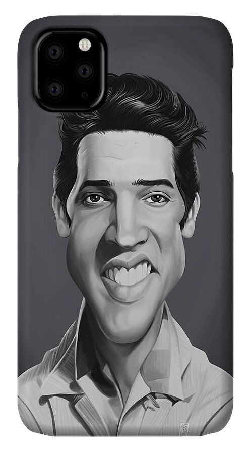 Illustration iPhone 11 Case featuring the digital art Celebrity Sunday - Elvis Presley by Rob Snow
