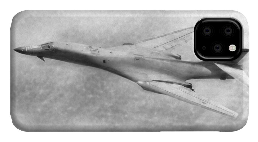 Air Force iPhone 11 Case featuring the drawing B-1B Lancer by Douglas Castleman