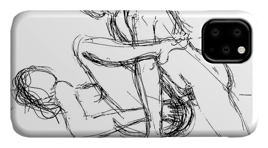 Erotic Renderings iPhone 11 Case featuring the drawing Coitus-Copulation-Drawings-17 by Gordon Punt