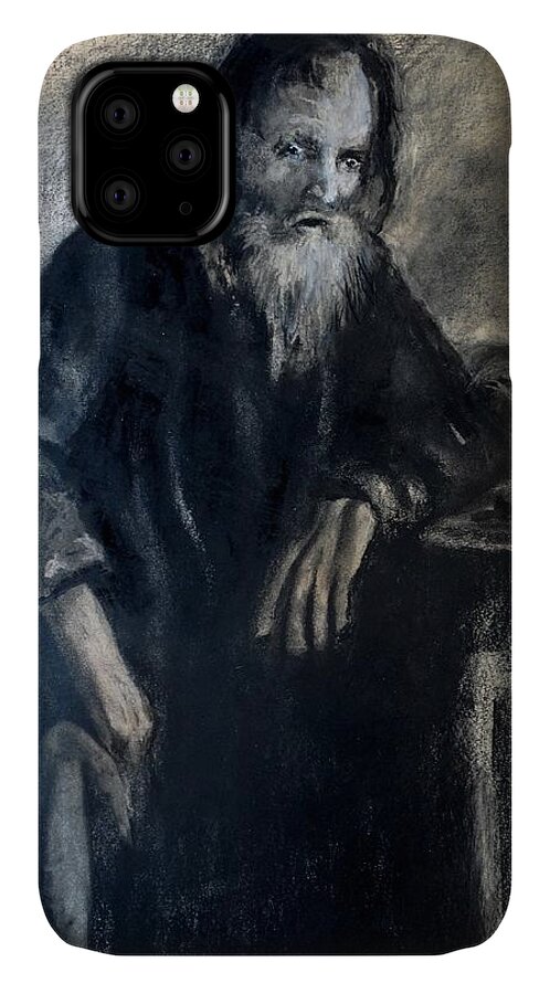 Monk iPhone 11 Case featuring the drawing Dying Monk - Face to Faith by Eric Dee