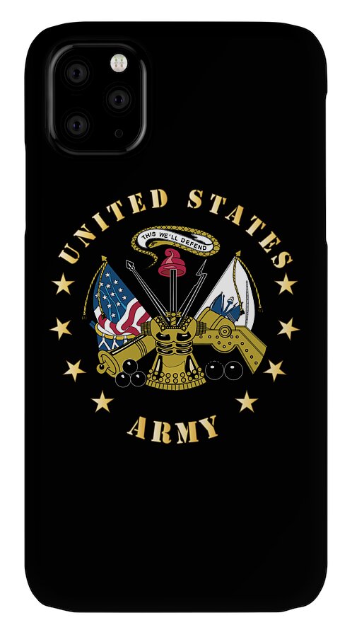 Emblem - US Army Center wo DS iPhone 11 Case by Tom Adkins - Fine