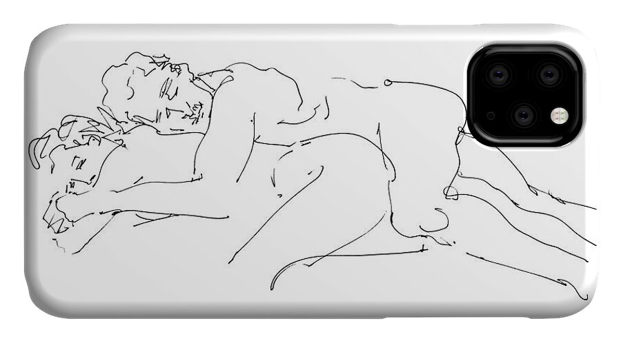 Erotic Renderings iPhone 11 Case featuring the drawing Erotic Art Drawings 2 by Gordon Punt