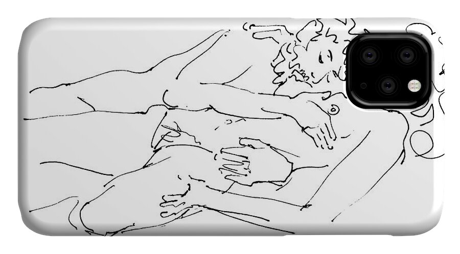 Erotic Renderings iPhone 11 Case featuring the drawing Erotic-Drawings-22 by Gordon Punt