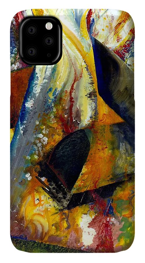 Rustic iPhone 11 Case featuring the painting Fire Abstract Study by Michelle Calkins