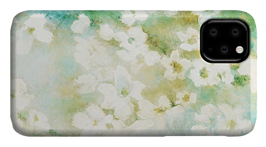 Flower Art iPhone 11 Case featuring the painting Fragrant Waters - Abstract Art by Jaison Cianelli