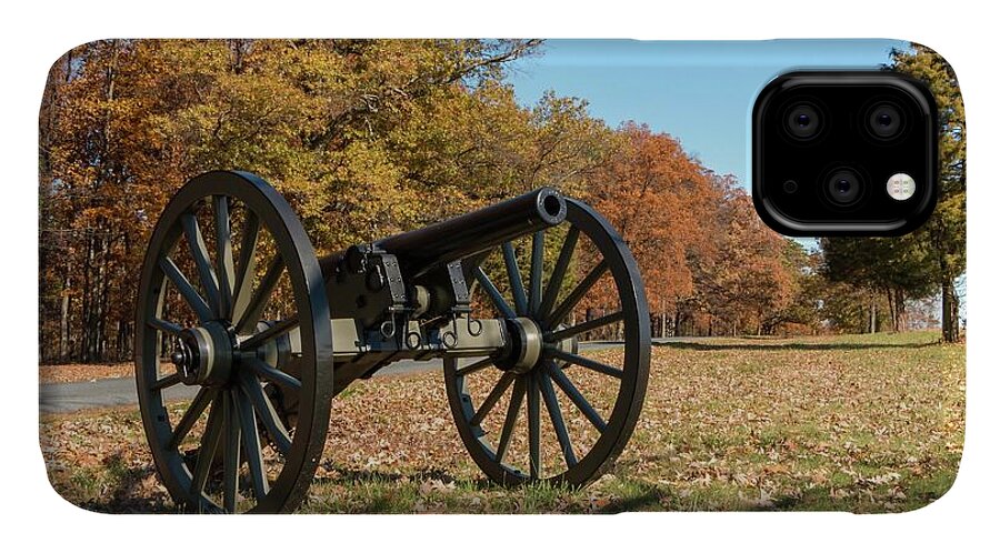 Cannons iPhone 11 Case featuring the photograph Gettysburg - Cannon in East Cavalry Battlefield by Liza Eckardt