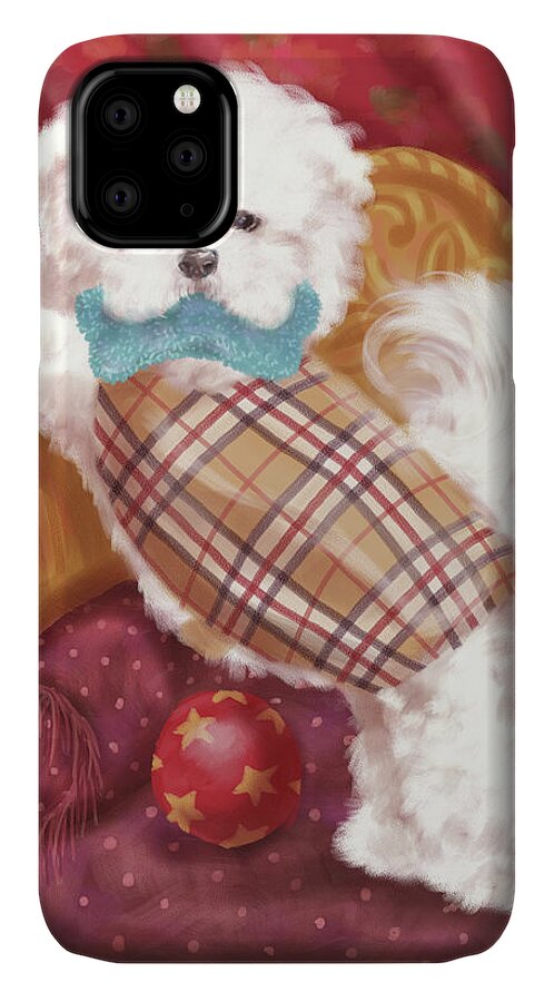 Dog iPhone 11 Case featuring the mixed media Little Dogs - Bichon Frise by Shari Warren