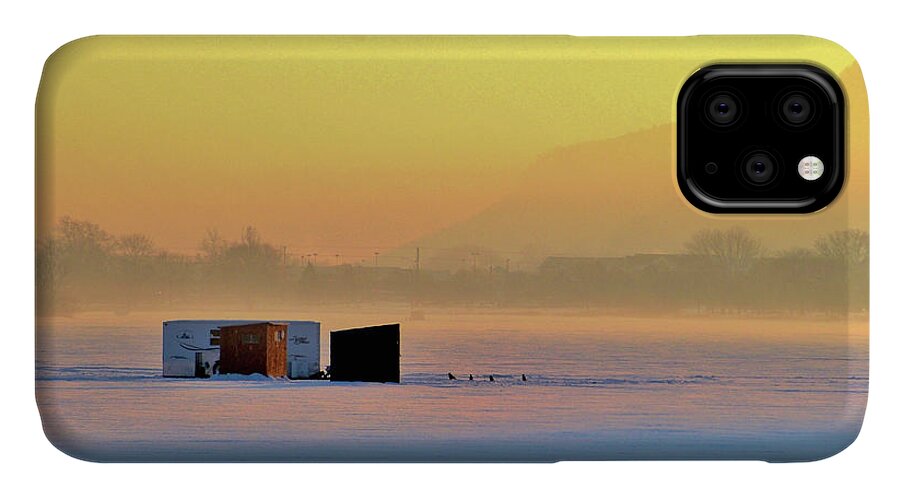 Ice Fishing iPhone 11 Case featuring the photograph Minnesota Sunrise by Susie Loechler