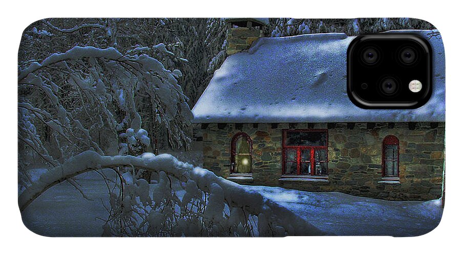 Moon iPhone 11 Case featuring the photograph Moonlight on the Stonehouse by Wayne King
