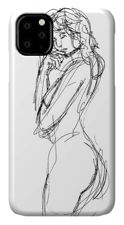Sketches iPhone 11 Case featuring the drawing Nude Female Sketches 1 by Gordon Punt