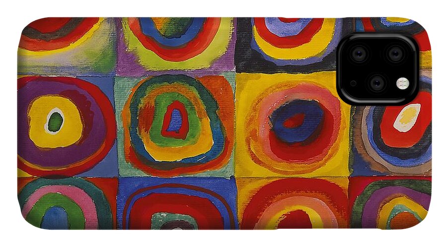 Wassily Kandinsky iPhone 11 Case featuring the painting Squares With Concentric Circles by Wassily Kandinsky
