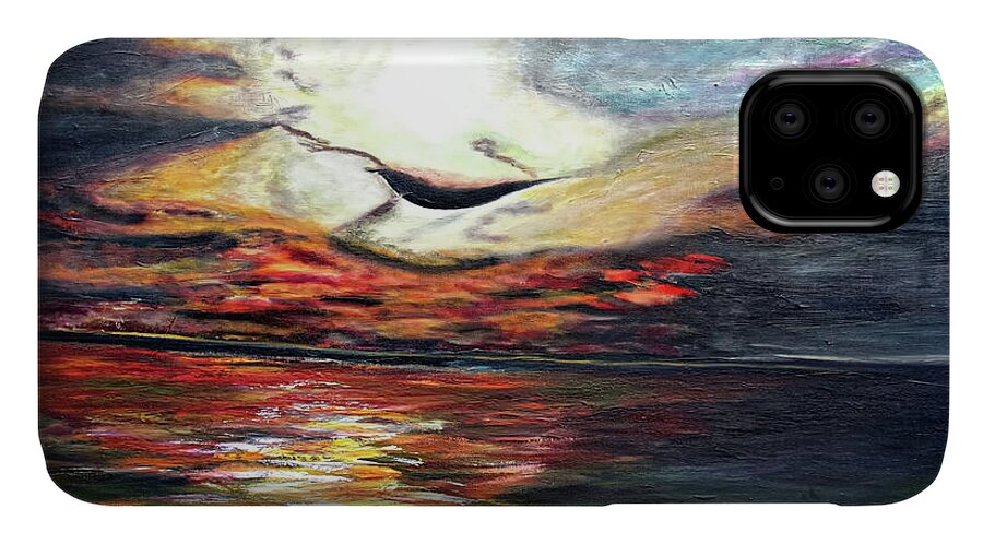 Sunset iPhone 11 Case featuring the painting What Dreams may Come.. by Jolanta Anna Karolska