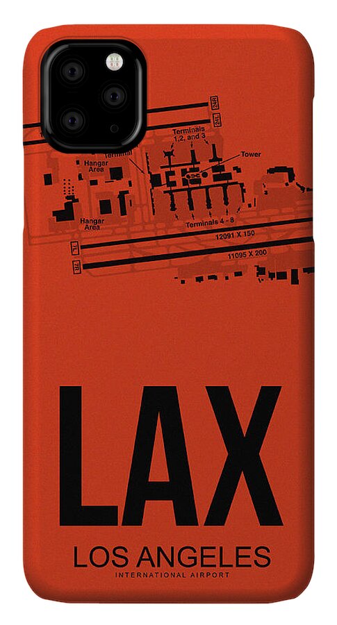 Los Angeles iPhone 11 Pro Max Case featuring the digital art LAX Los Angeles Airport Poster 4 by Naxart Studio